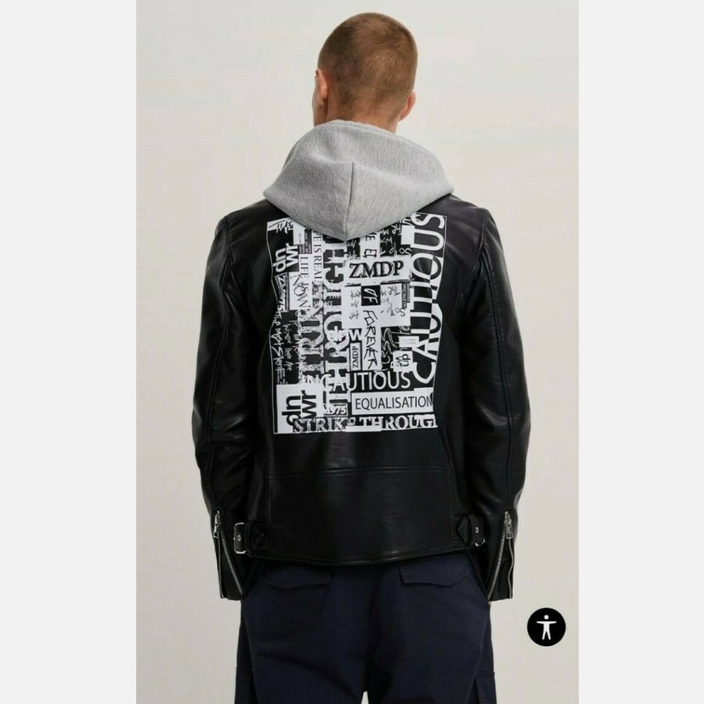 Zara Men's (Unisex) Black Faux Leather Jacket